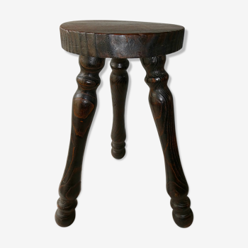 Solid pine tripod stool, rustic style