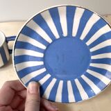 Vintage fox trott coffee cup sarreguemines, art deco striped service.