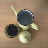 Théière cafetière émaillée jaune vintage