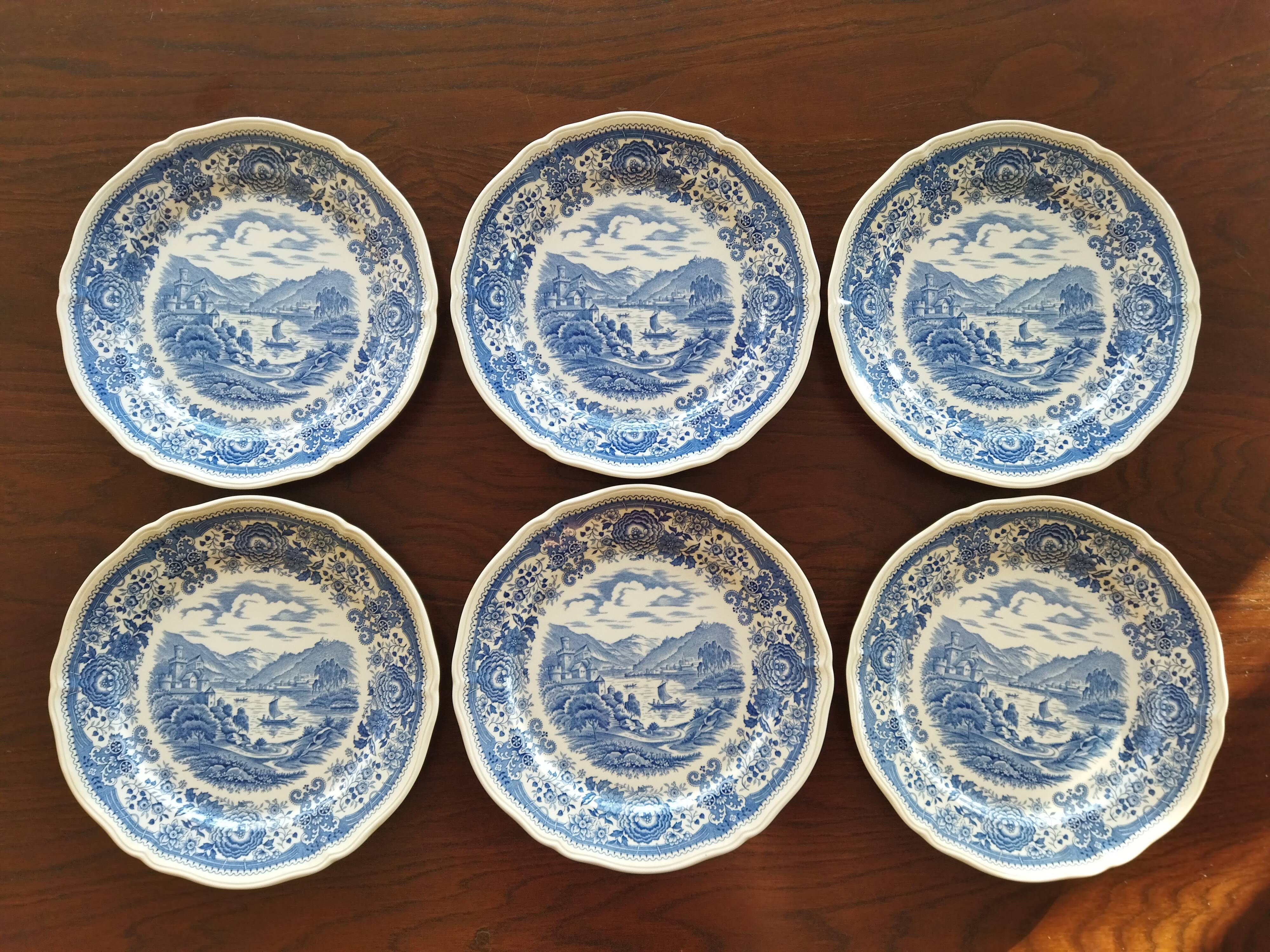 6 flat plates Burgenland blue Villeroy & Boch
