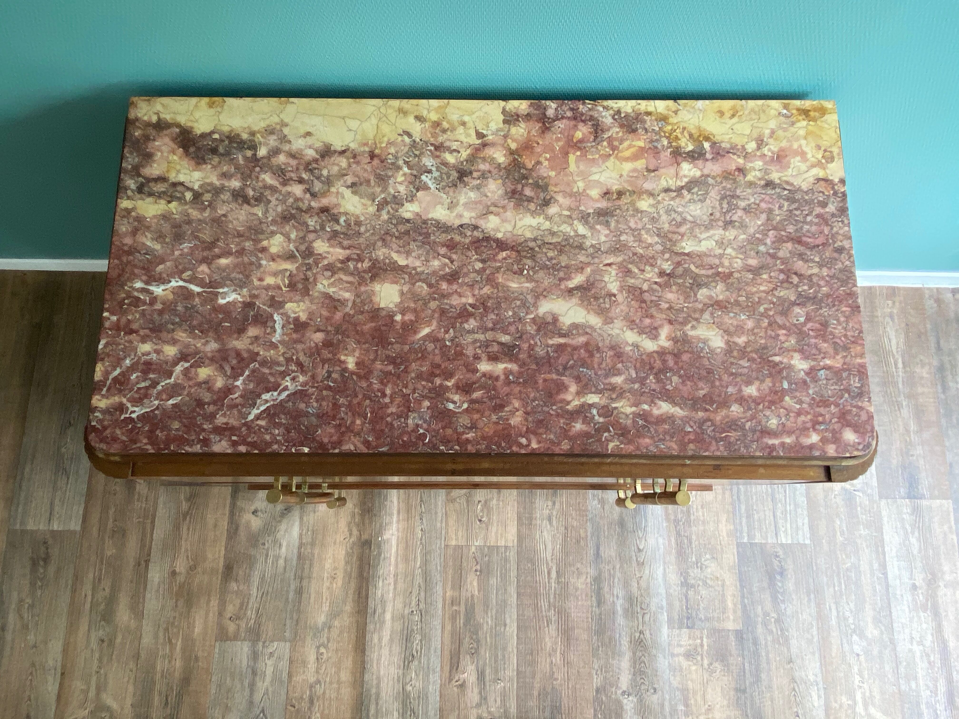 Art deco dresser, top pink marble 30s