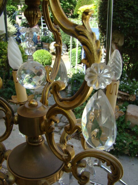 Lustre St Louis XV bronze and ancient crystal