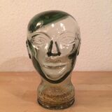 Molded glass head curiosity cabinet