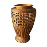 Cache jar in rattan or vase for dry bouquet
