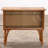 Bar ou vitrine vintage en bambou français des années 1960.