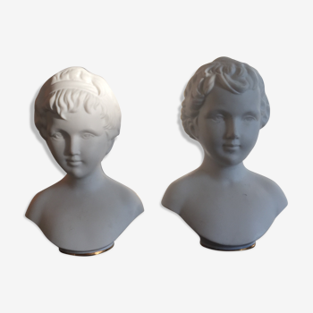 Lot de 2 bustes biscuit et porcelaine limoges