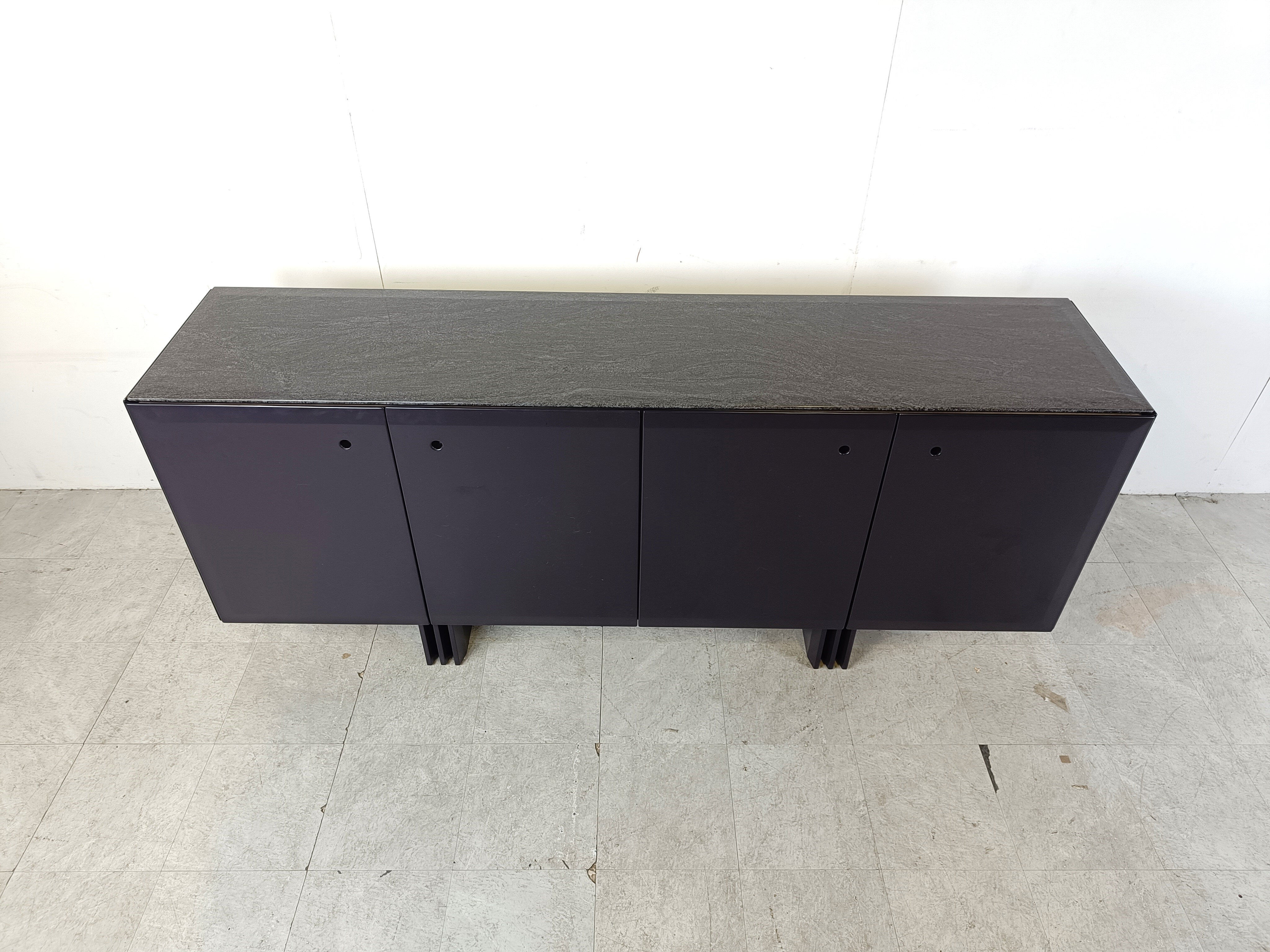 Vintage dark blue sideboard, 1980s