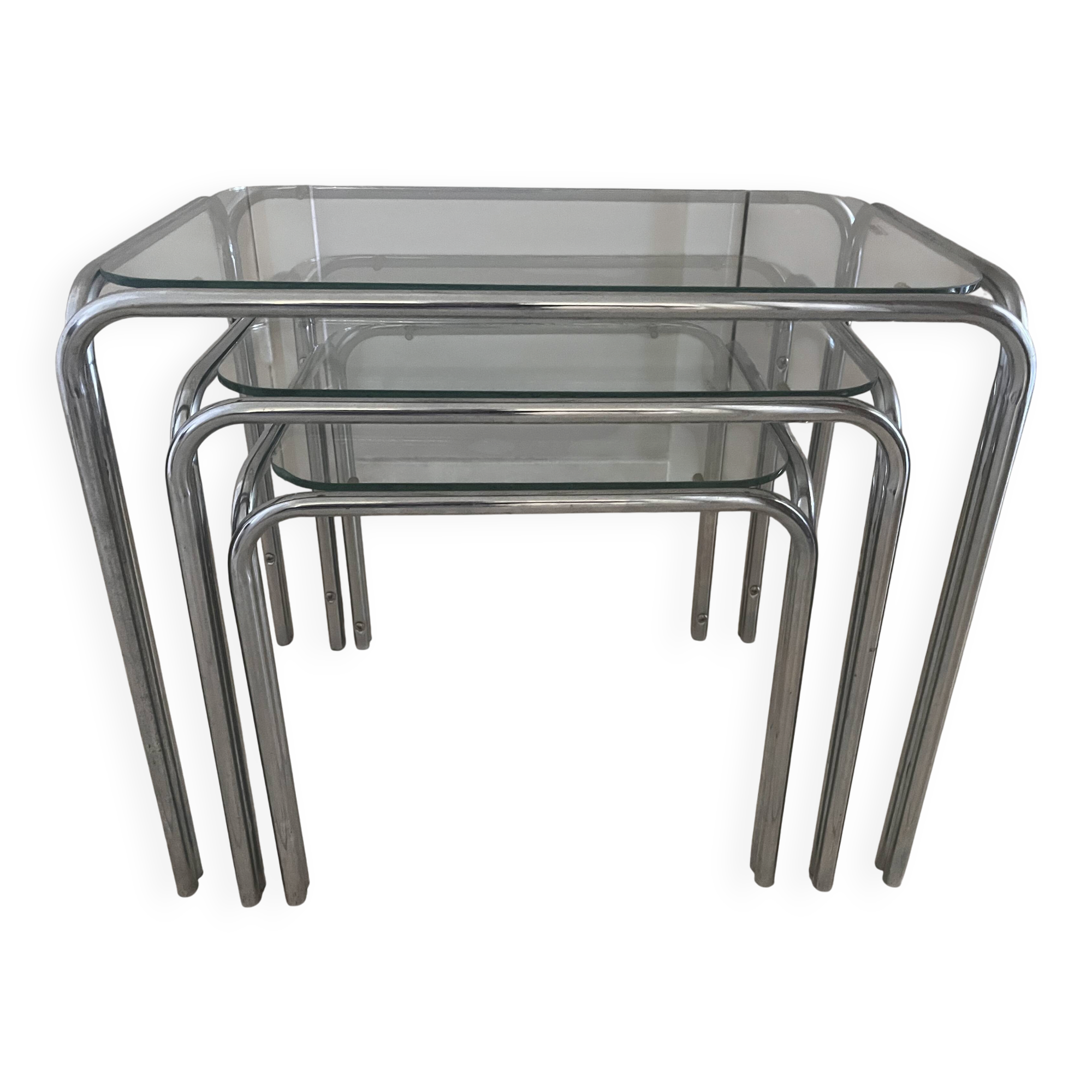 chrome nesting tables from the 1970s