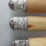 Box 12 old table knife blade steel blade Virole Louis XVI horn handle