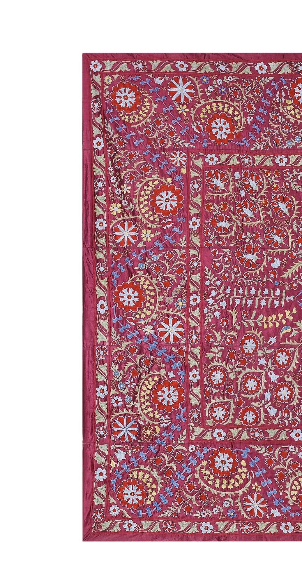 Vintage hand-embroidered Uzbek Suzani 237x300 cm