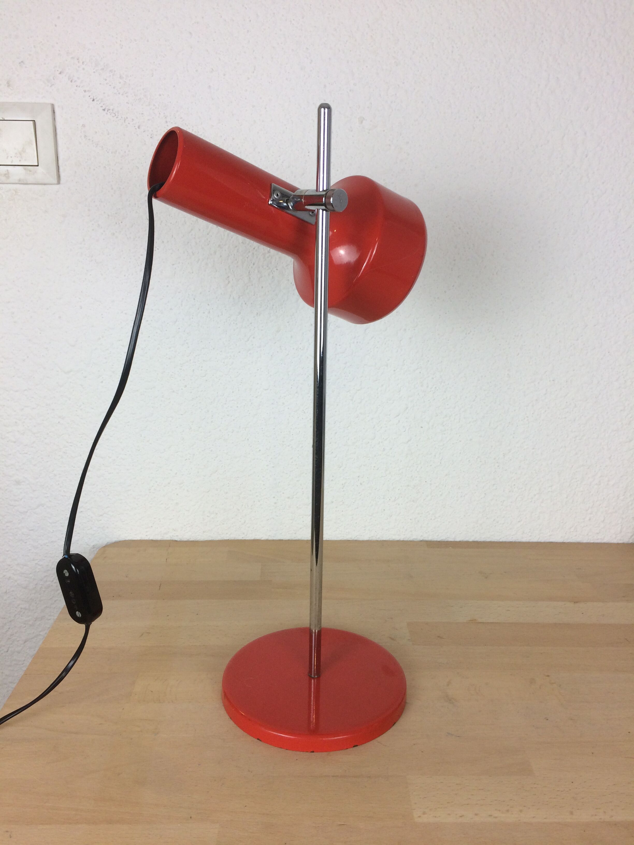 Stralux red metal desk lamp 1960