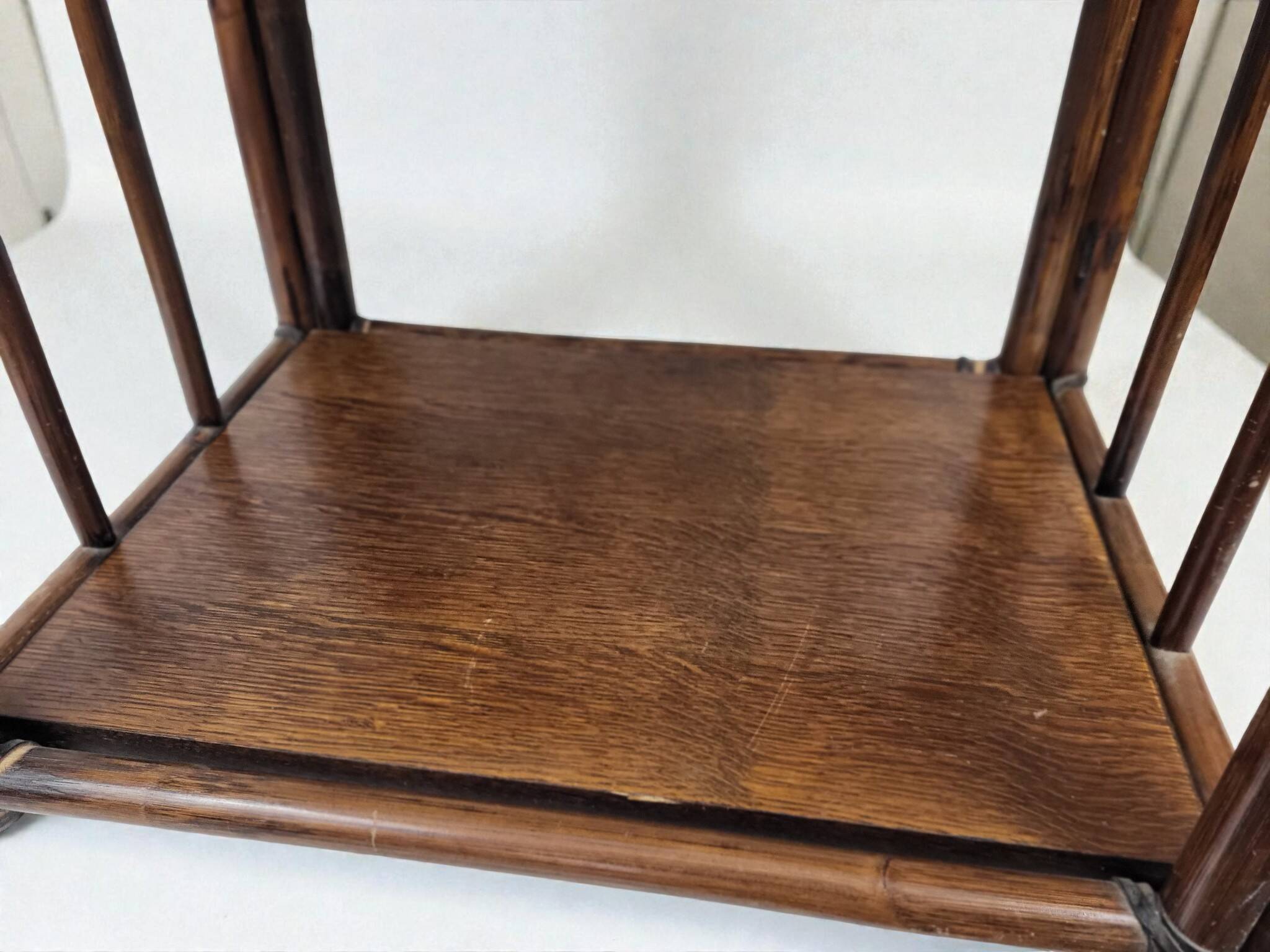 Bamboo shelf with smoked glass, 1970s