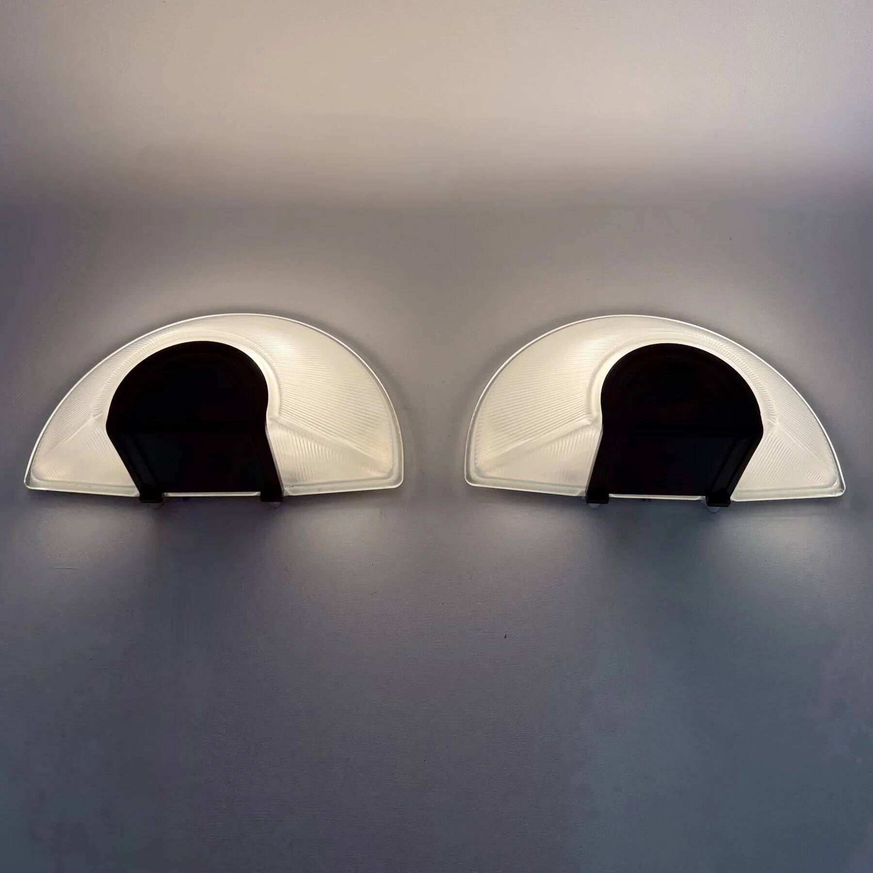 Set of 2 glass Prisma wall lamps MEGA, 1980s, Italy