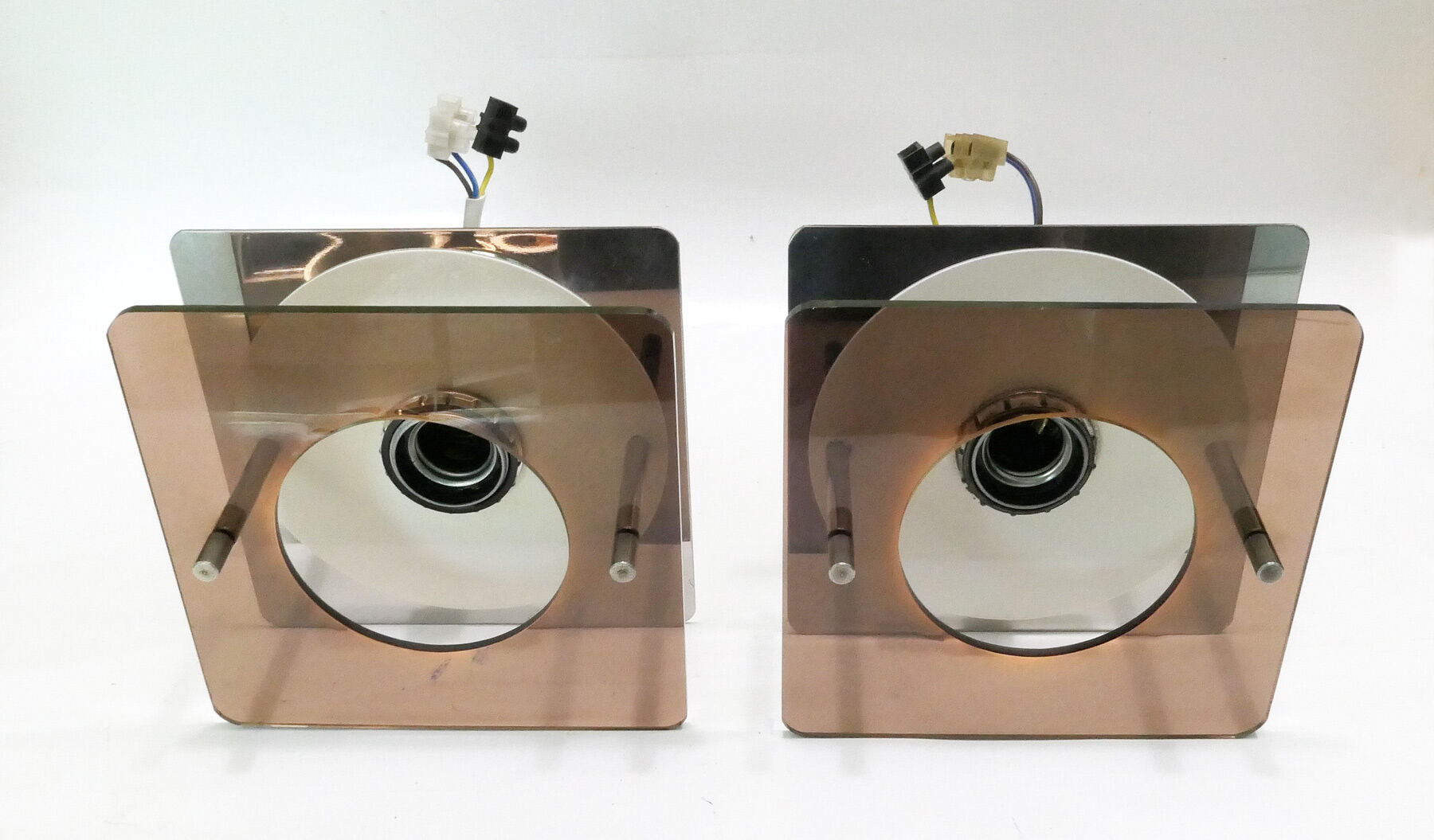 2 wall lamps metal and plexiglass of Jocelyne Trocmé for Oxar 1970