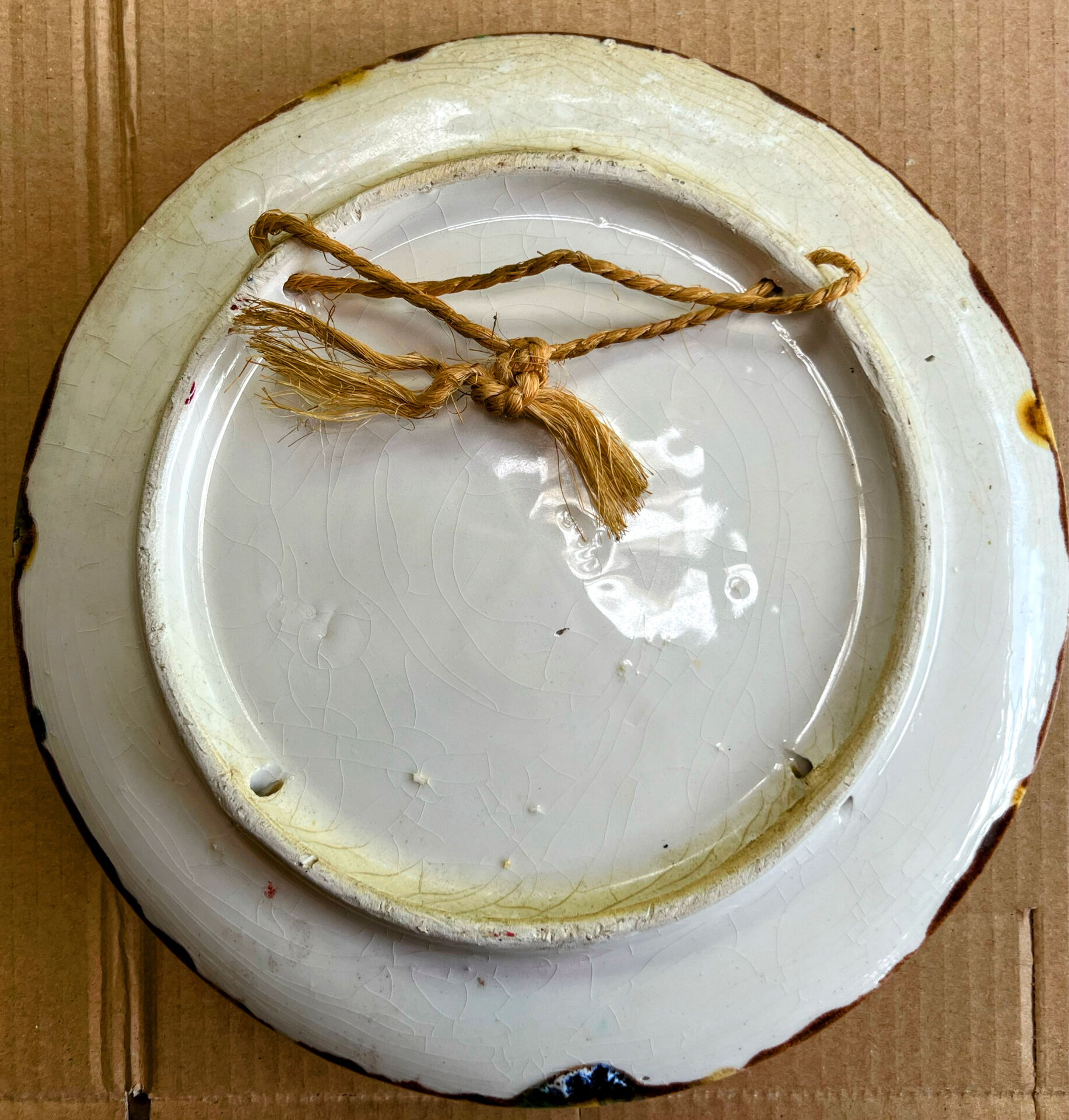 Vintage wall plate in ceramic majolica – Lobster decor in r