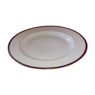 Plat rond Limoges manufacture royale filets or mat et bleu.