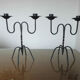 Pair of black wrought iron brutalist candlesticks 50s 60s