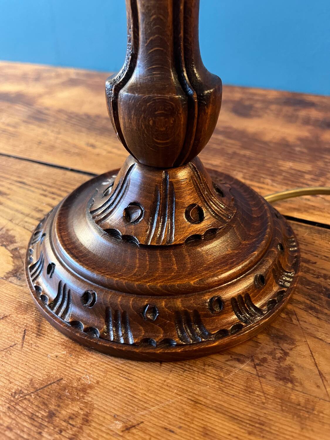 Carved wooden lamp from the 70s