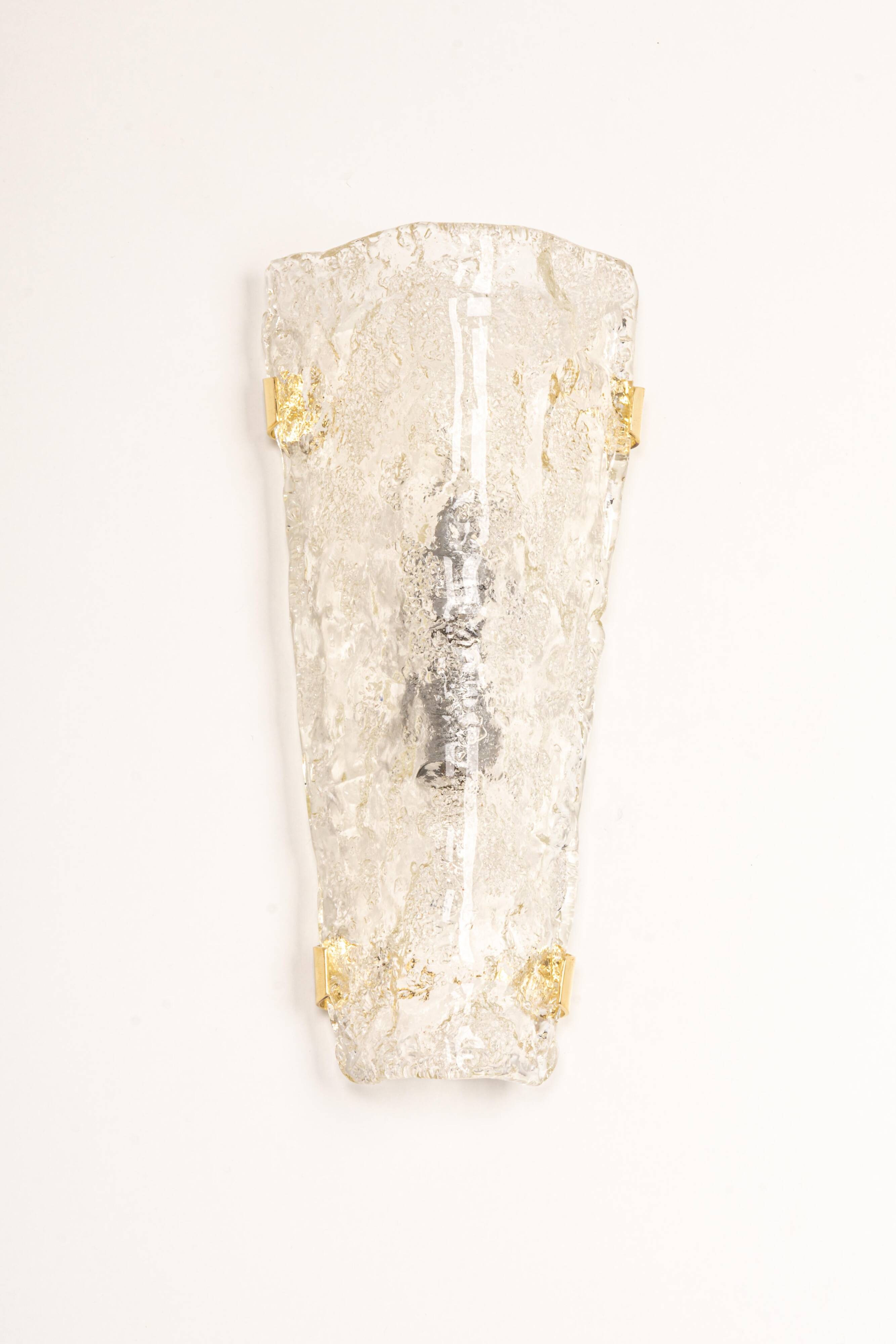 Set of 3 large angular wall sconces in Murano glass by Hillebrand, Germany, 1960s.