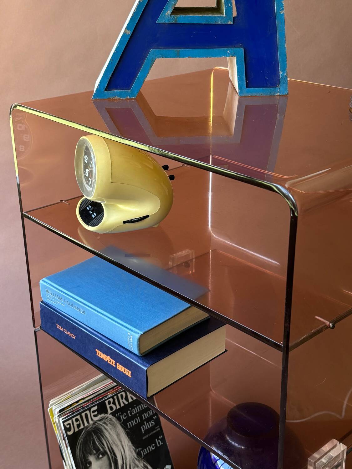 Occasional furniture in smoked Plexiglas from the 70s