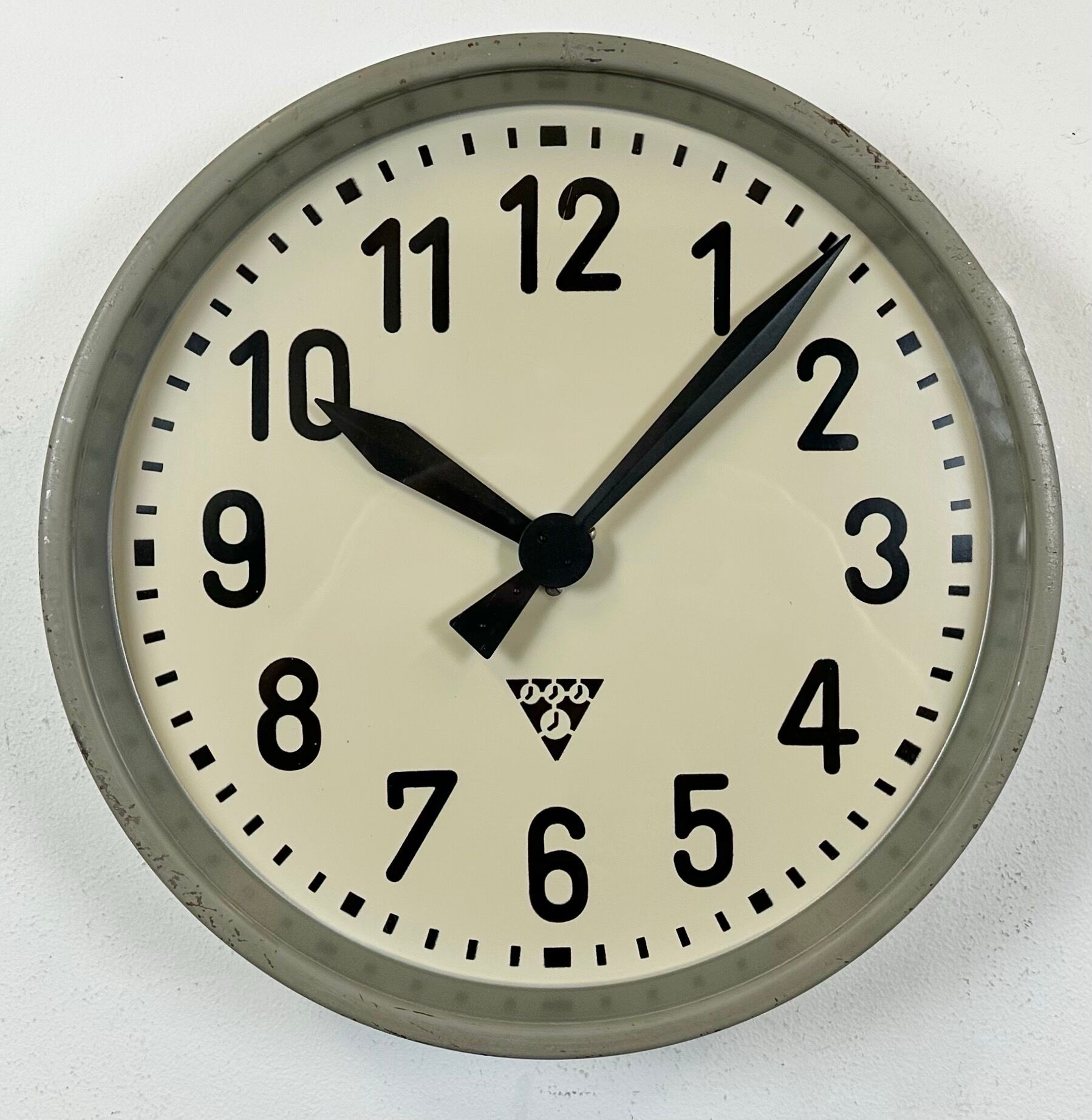 Industrial factory wall clock from Pragotron 1950s