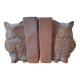Pair of bookends - Owl and book - raw terracotta - modern