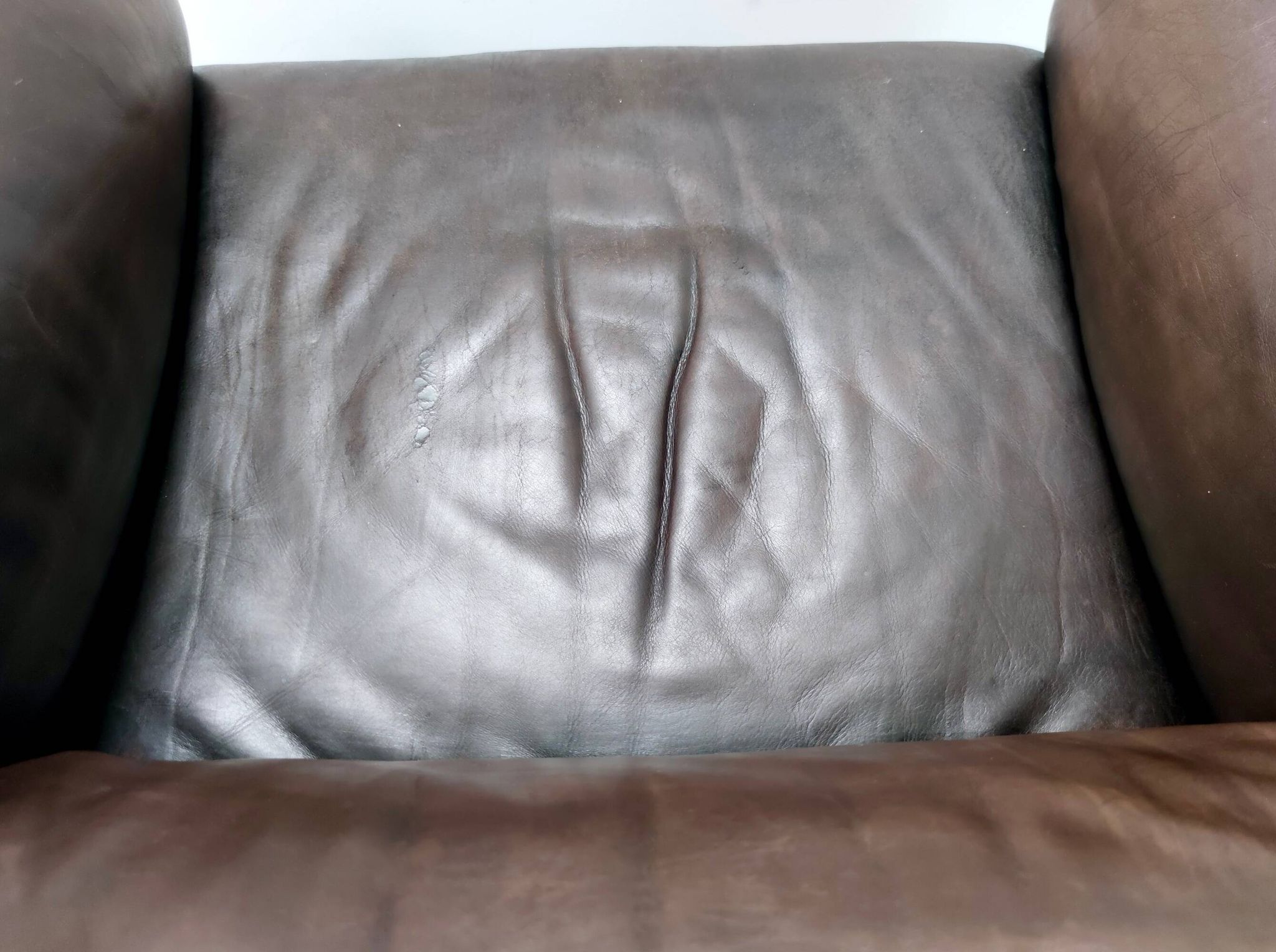 Comfortable Postmodern Brown Leather Armchair, Italy