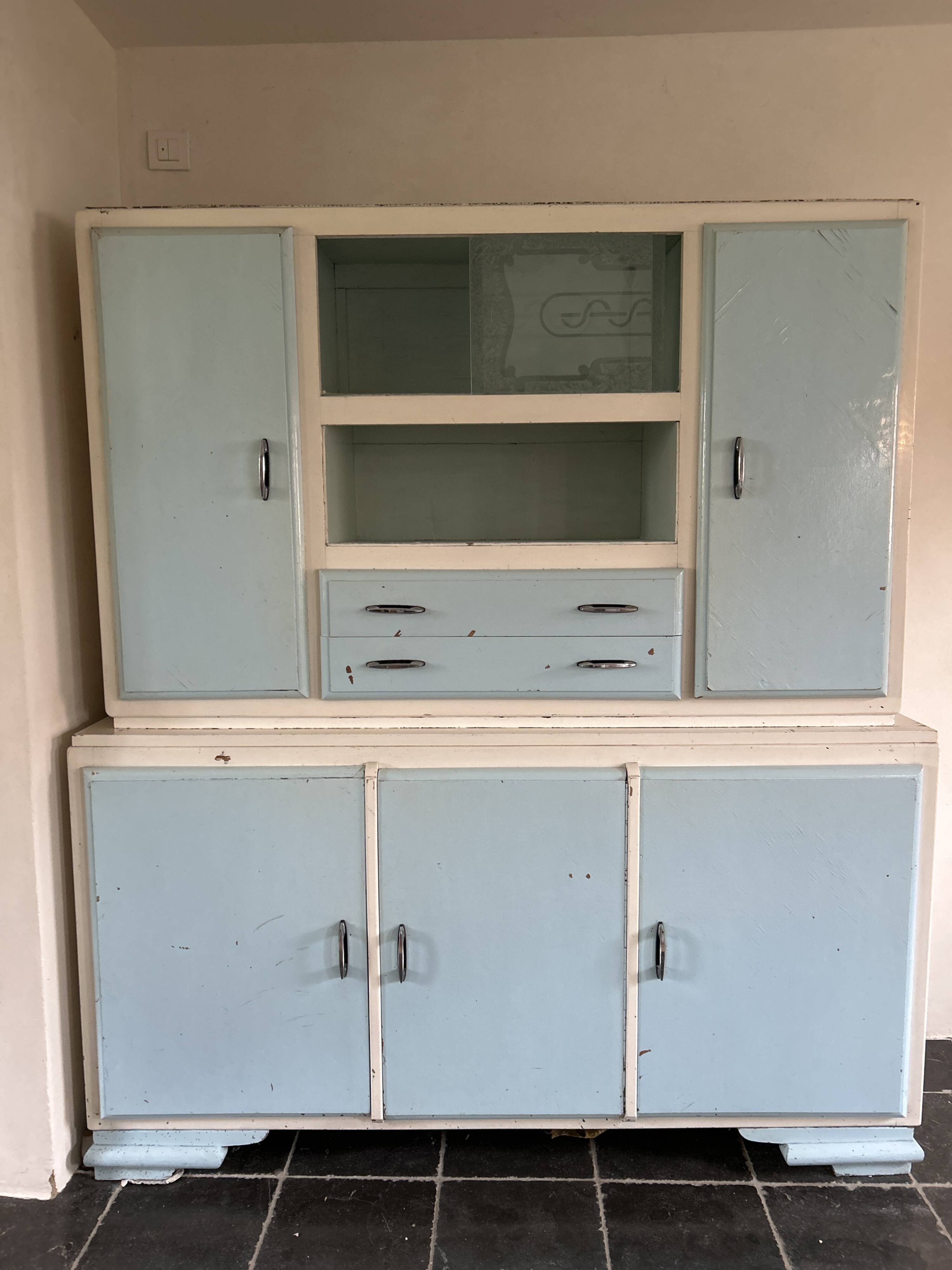 Armoire de cuisine vintage bleue