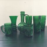 Set 3 glasses green bottle