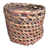 Large vintage Japanese old handmade wicker basket Ajiro weaving