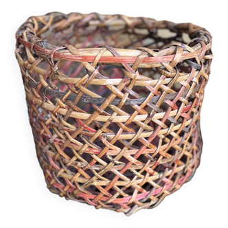 Large vintage Japanese old handmade wicker basket Ajiro weaving