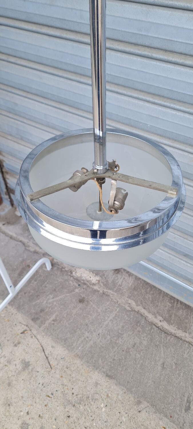 Czechoslovakian frosted glass pendant light