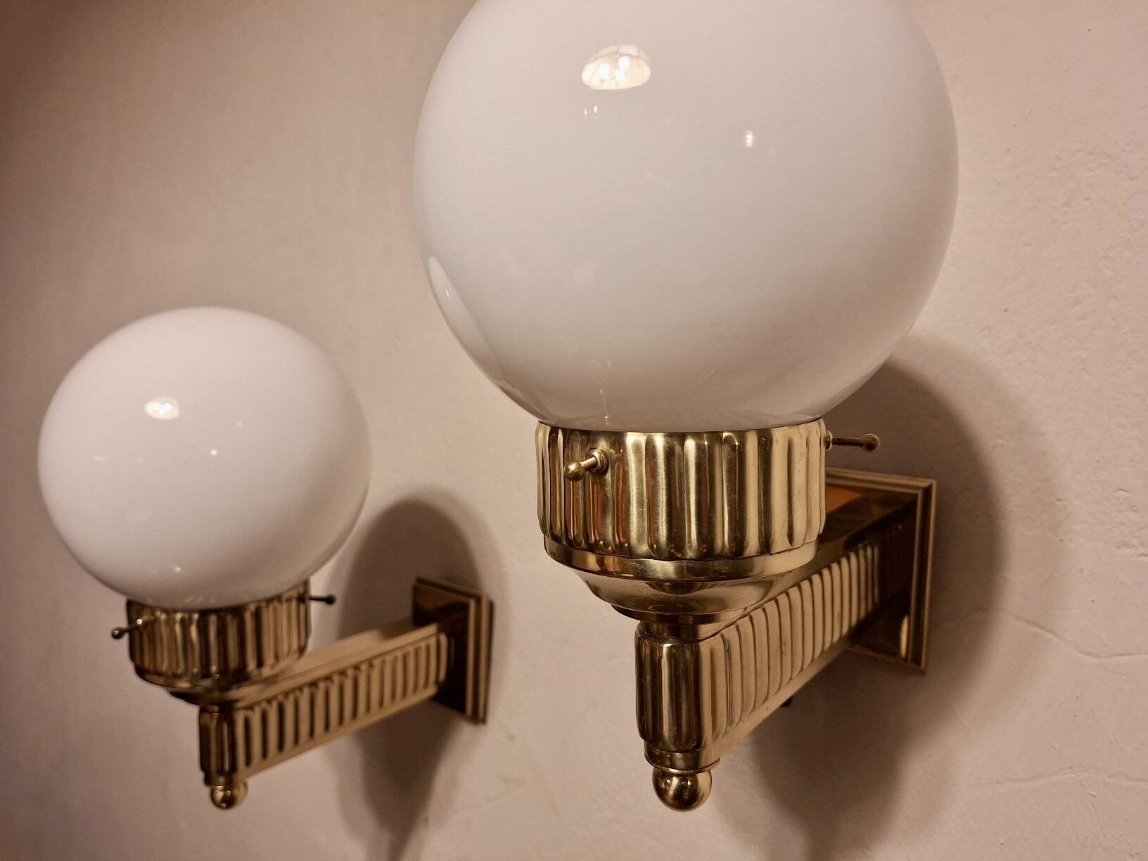 Pair of Astoria brass wall lights by Josef Hoffmann, WOKA Vienna re-edition