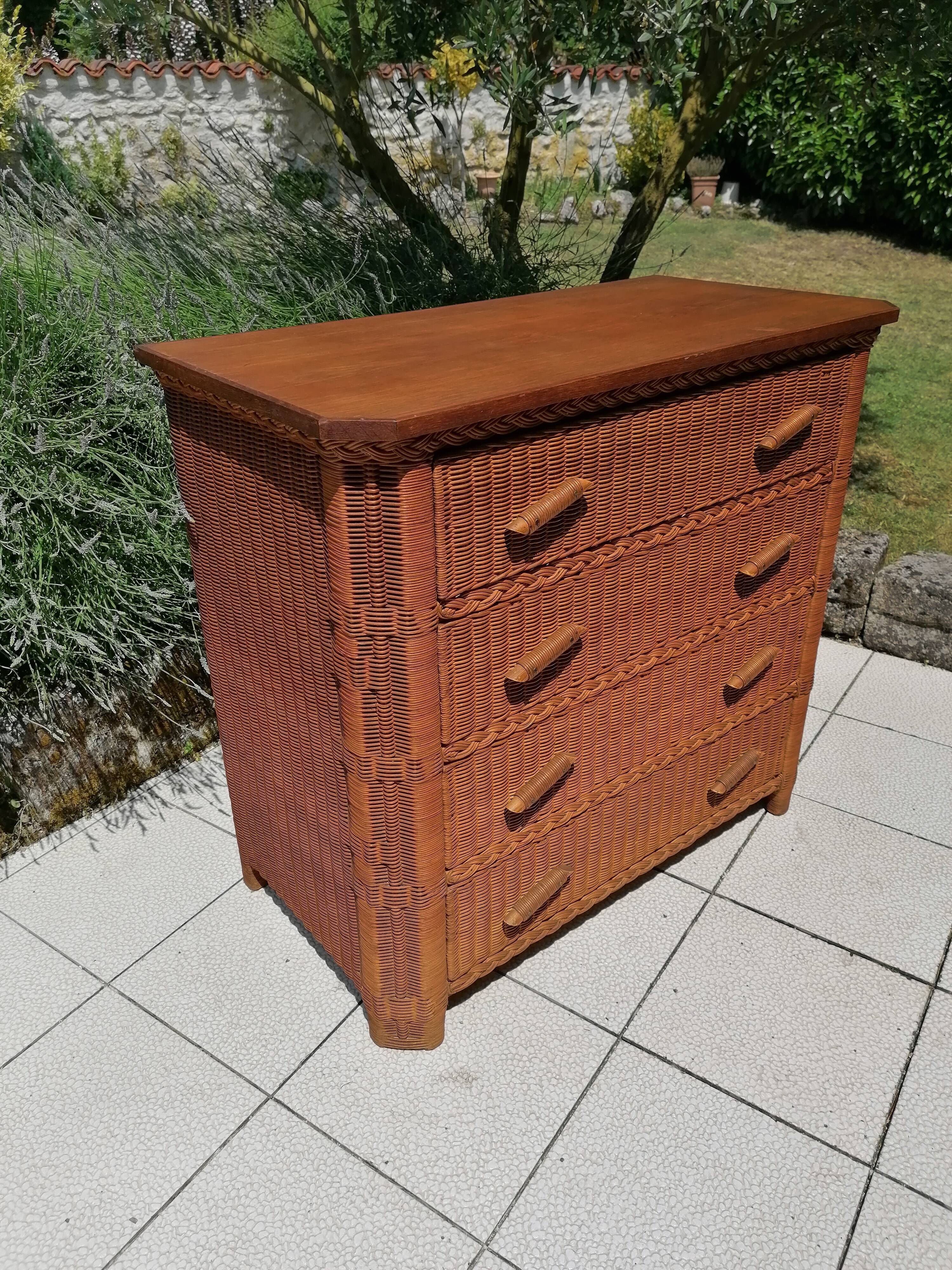 Vintage wicker dresser