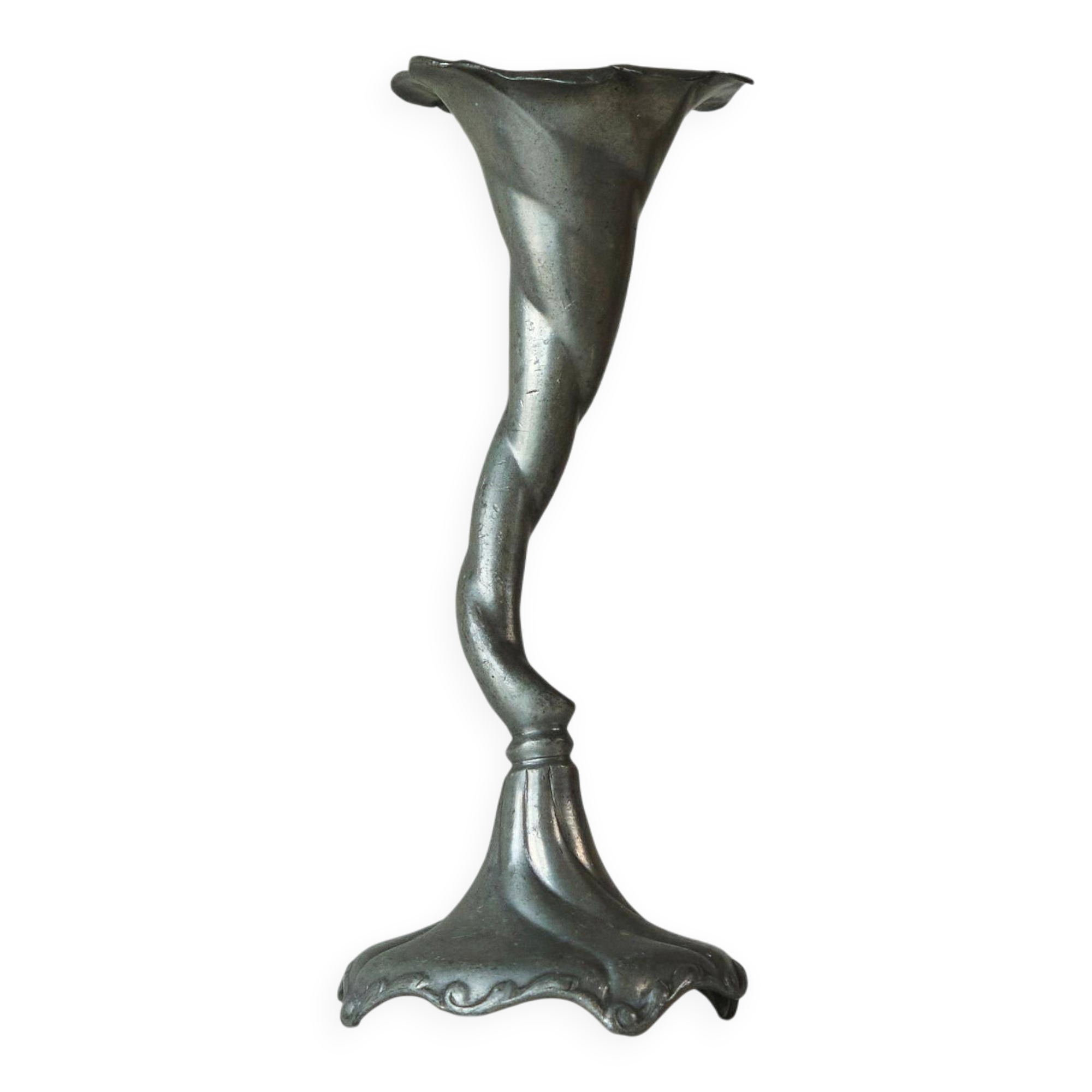 Art Nouveau chandelier sculptural in tin around 1900