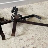 Pair of vintage steel brutalist andirons