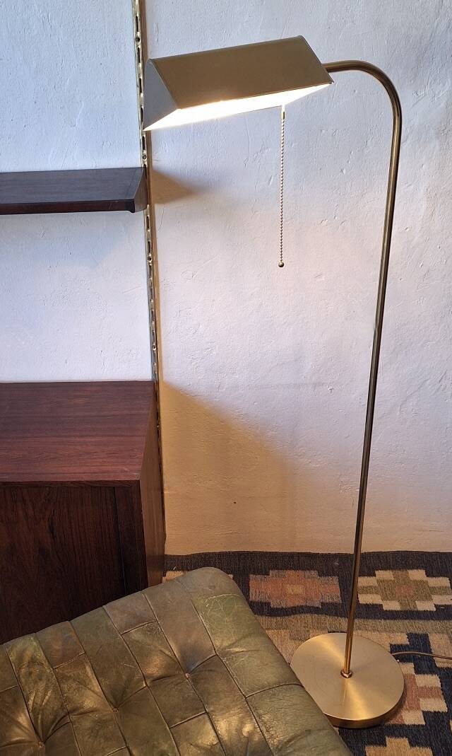 Mid century brass banker's adjustable floor lamp, 1970s