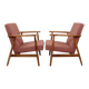 Paire de fauteuils vintage rose poudré 1970 moderne scandinave 