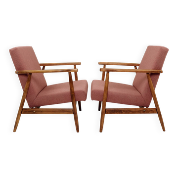 Paire de fauteuils vintage rose poudré 1970 moderne scandinave 