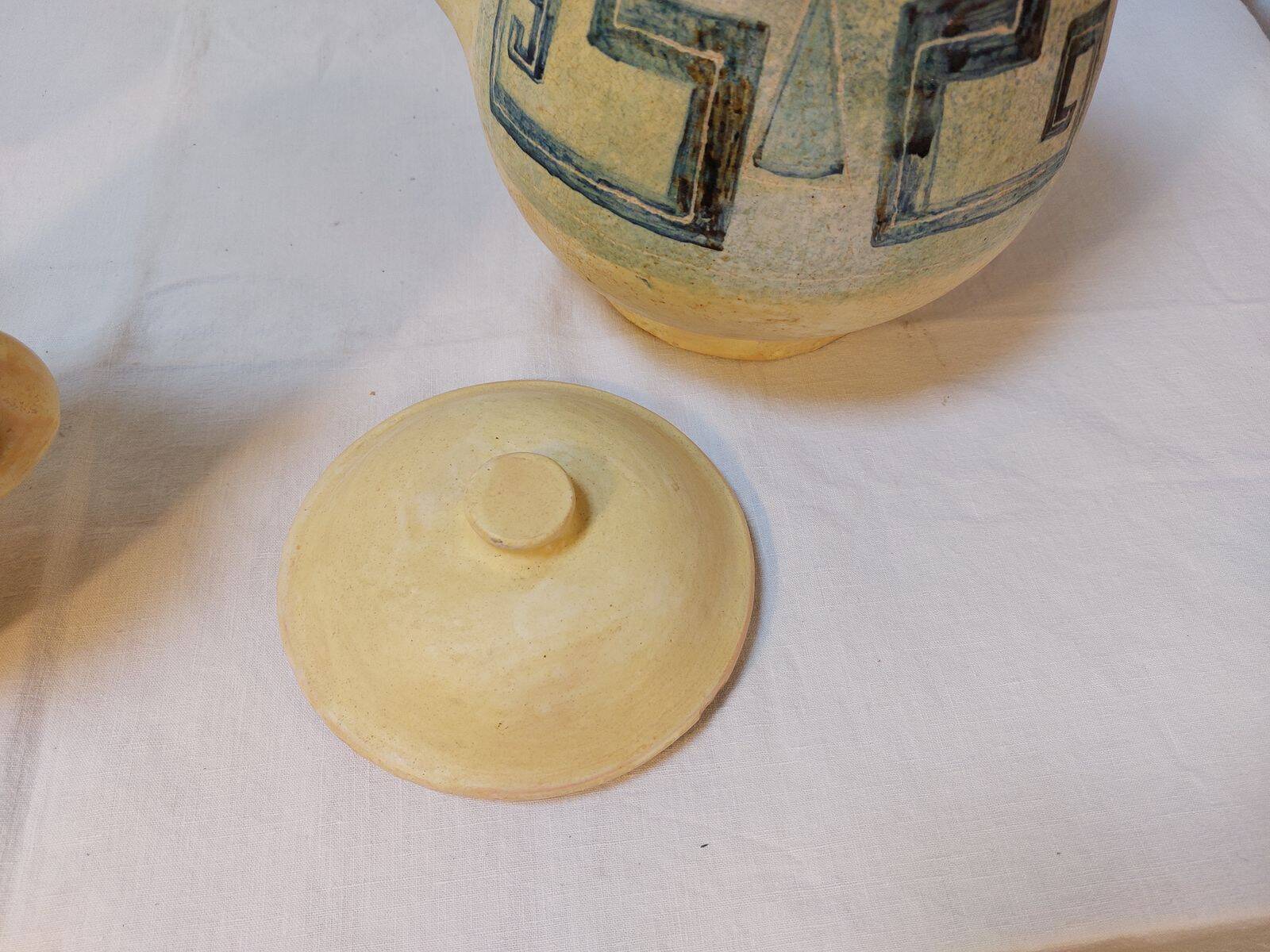 Vintage sangria service in handmade ceramic – 1970s – signed