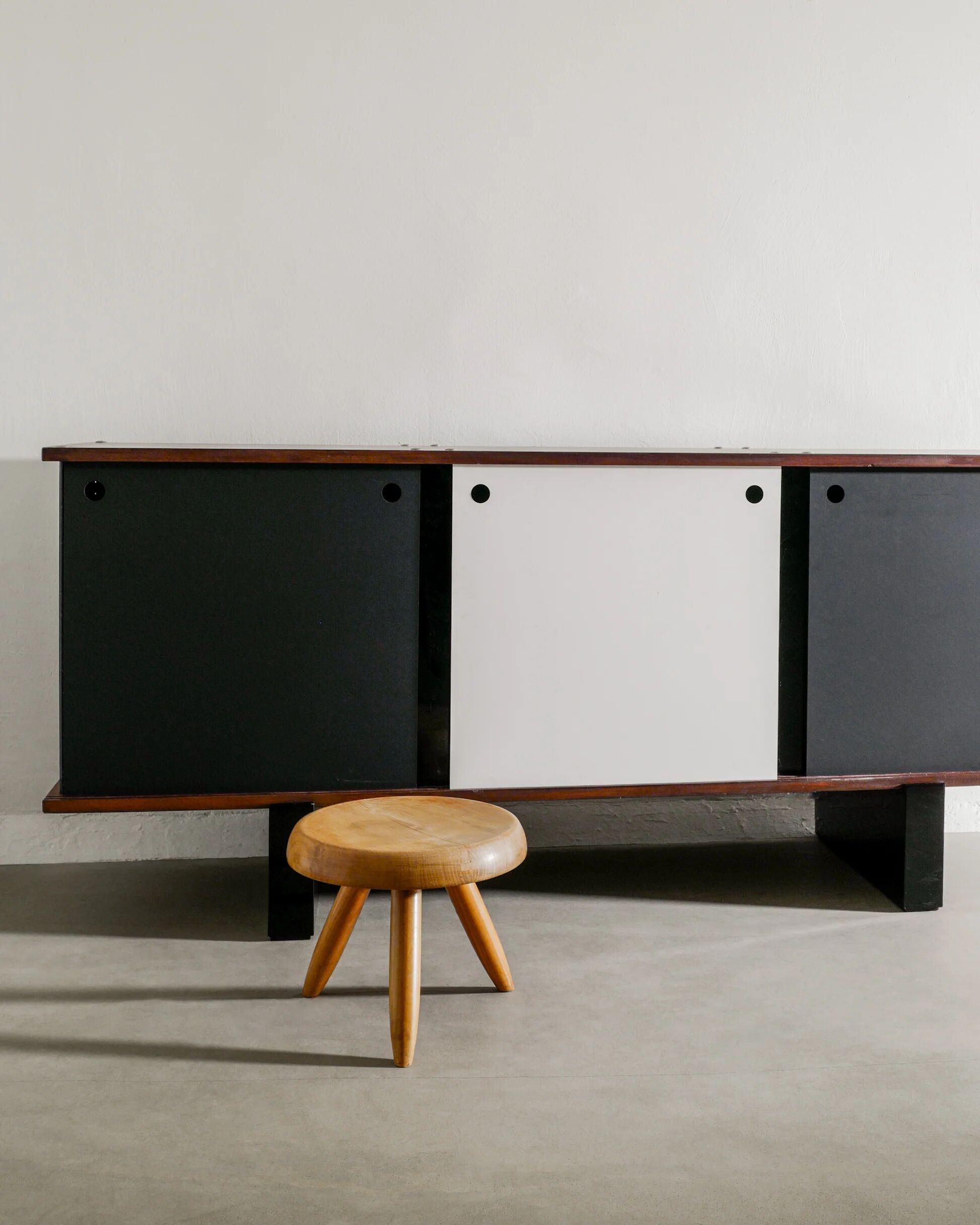 French Mid Century Wooden "Bloc" Sideboard by Charlotte Perriand, 1950s