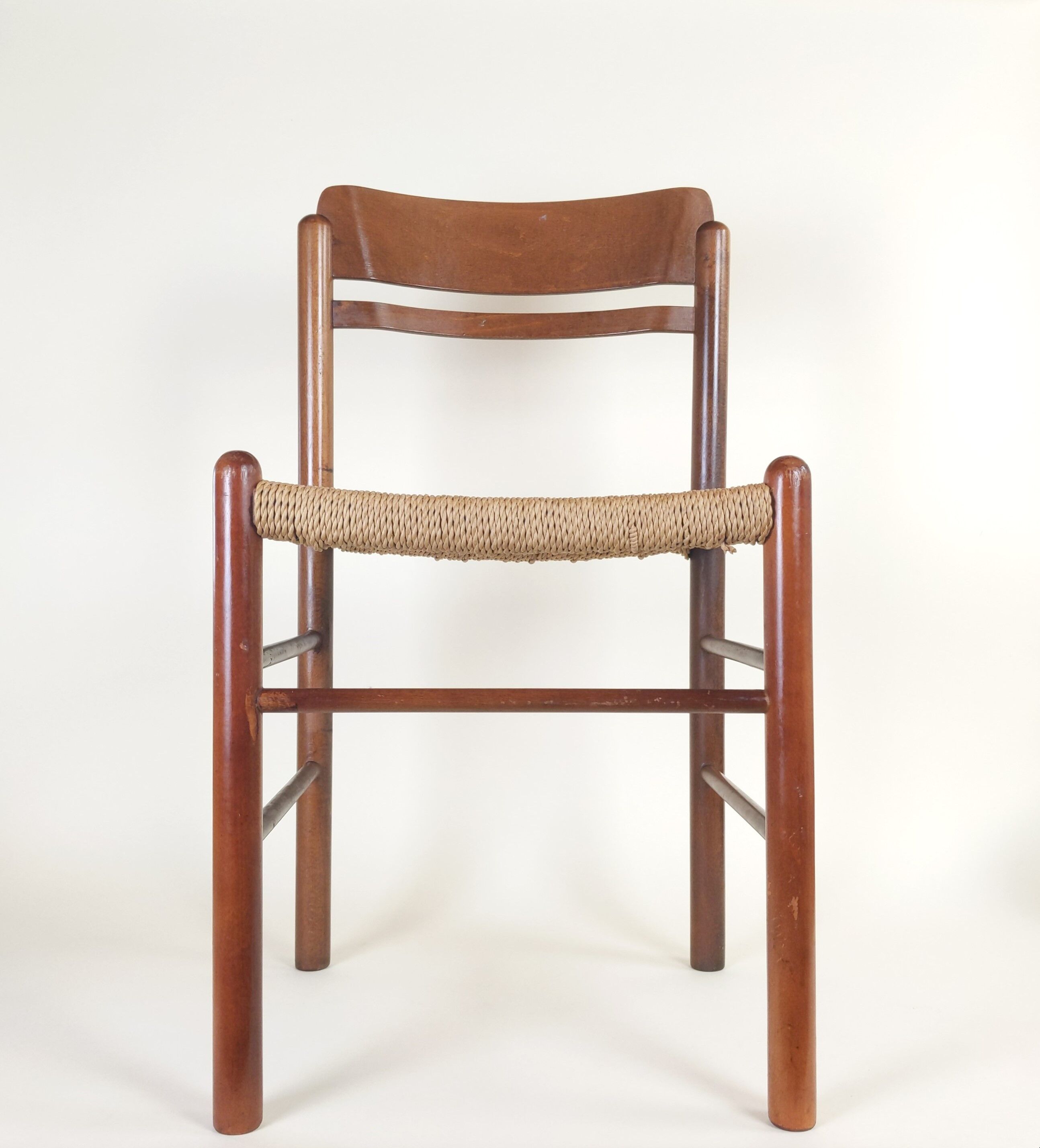 Dining chair in beech wood woven in rope