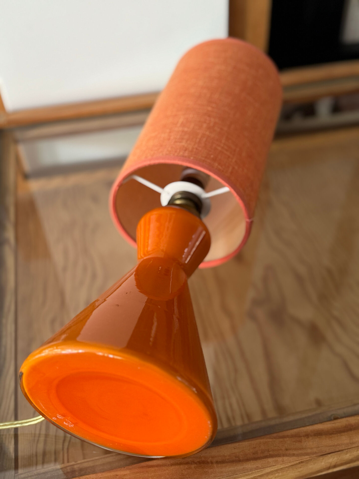 Lampe opaline diabolo orange
