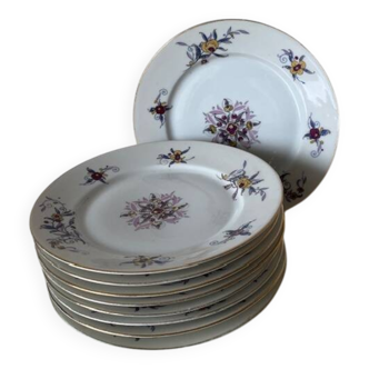 9 assiettes à dessert en porcelaine