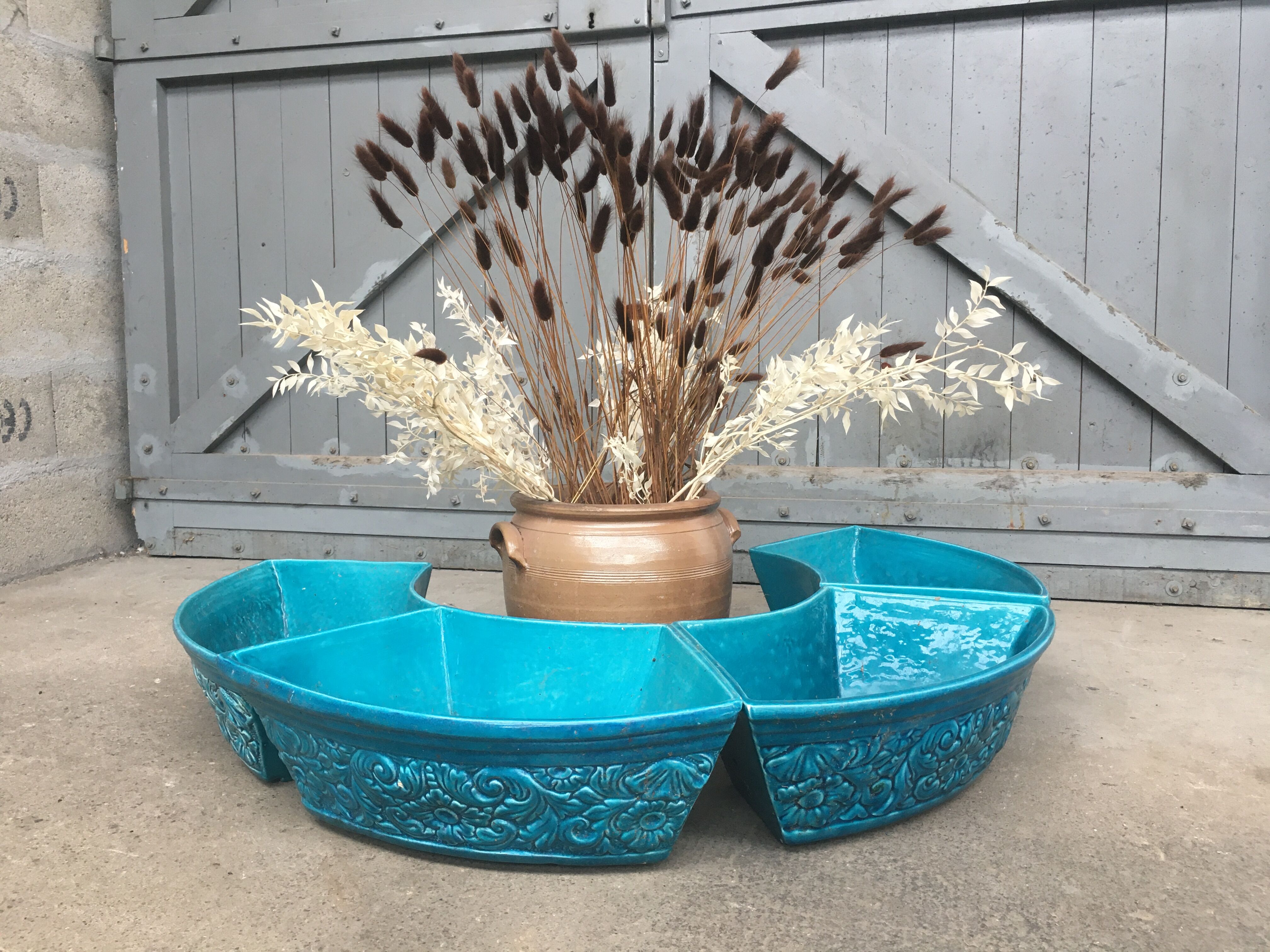 Lot de 4 jardinières en barbotine