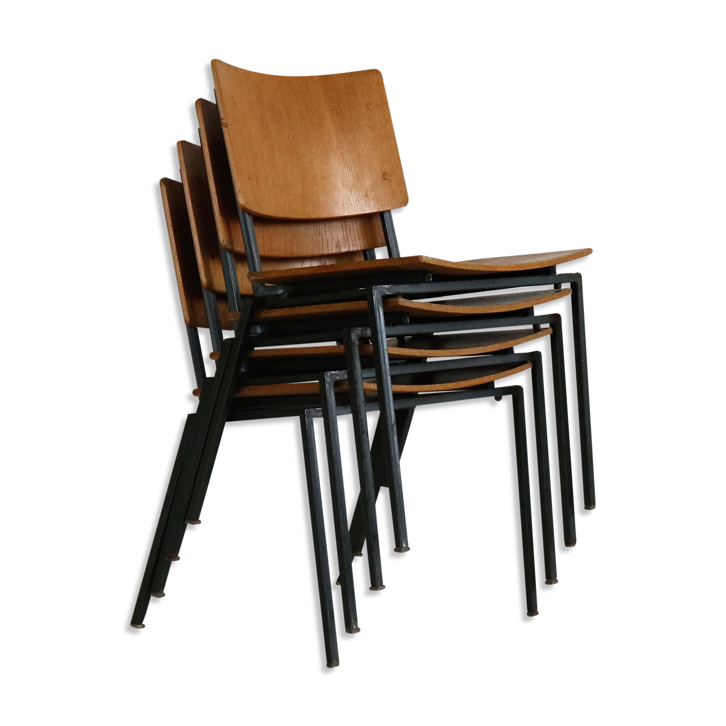 Set of 10 industrial chairs