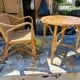 Vintage Bamboo and Rattan Children's Table + Armchair
