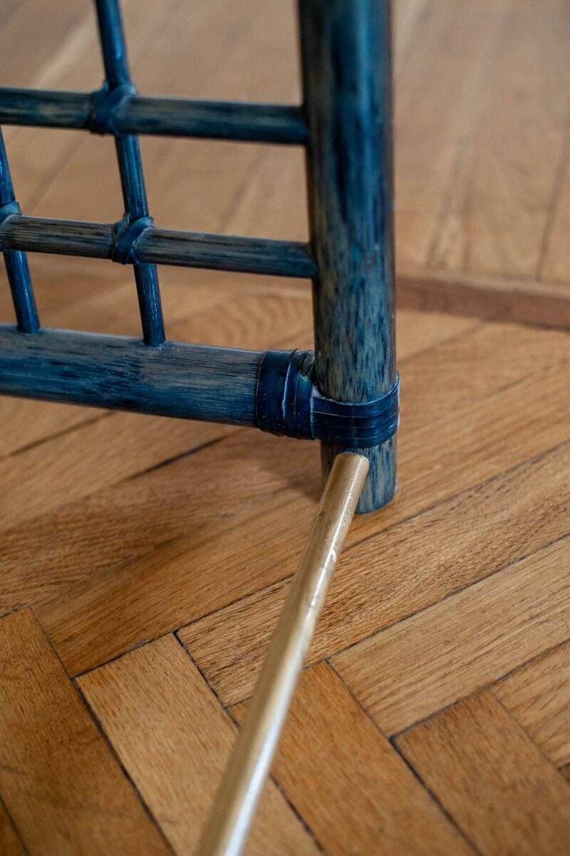 Vintage nesting tables in bamboo with glass top by Gallotti & Radice, 1970, set of 3.