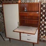 Furniture wood and leatherette vintage wardrobe-chest of drawers-Secretary