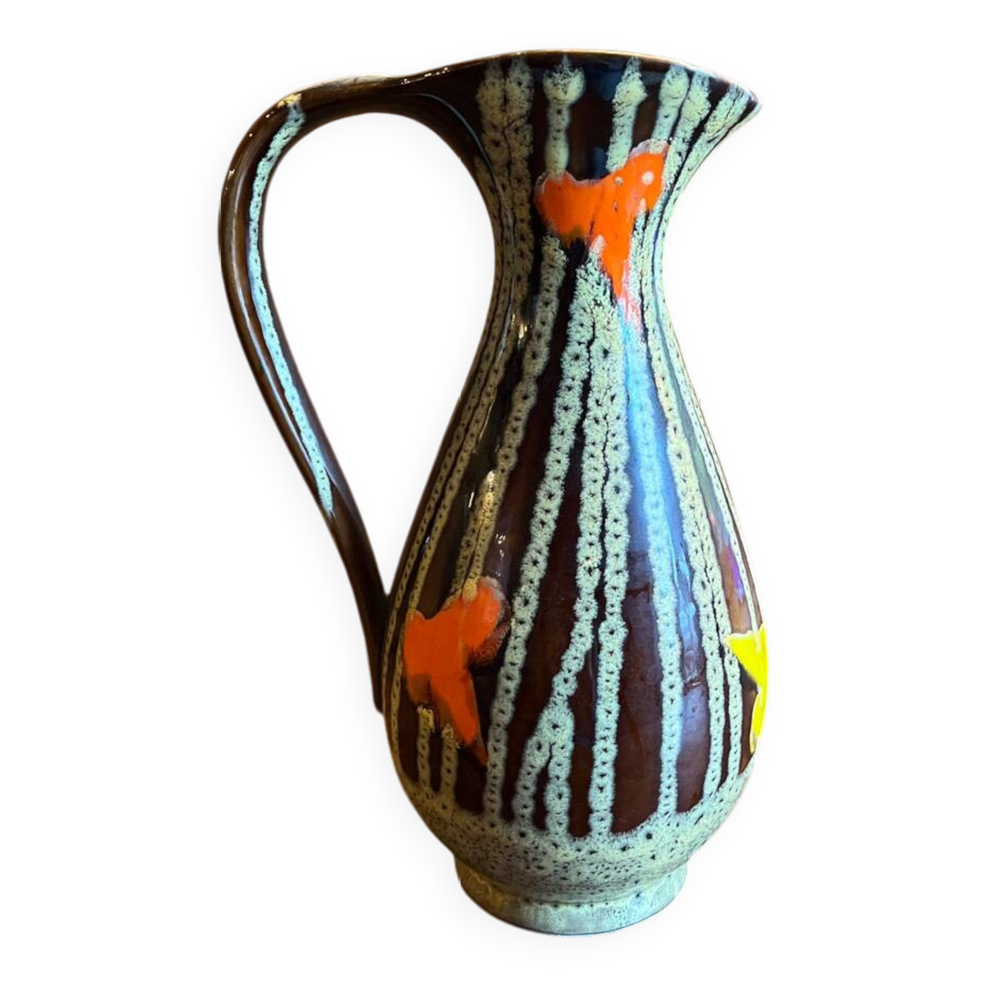 Vase vintage marron Brigitte France des années 1960